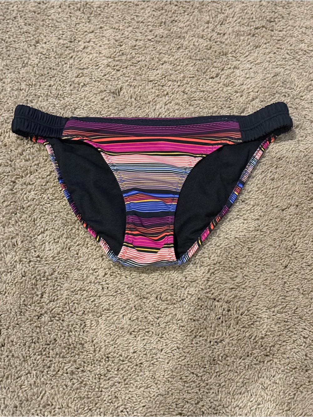 Athleta Striped Bikini Bottom in Pink, Black, Blue, Purple